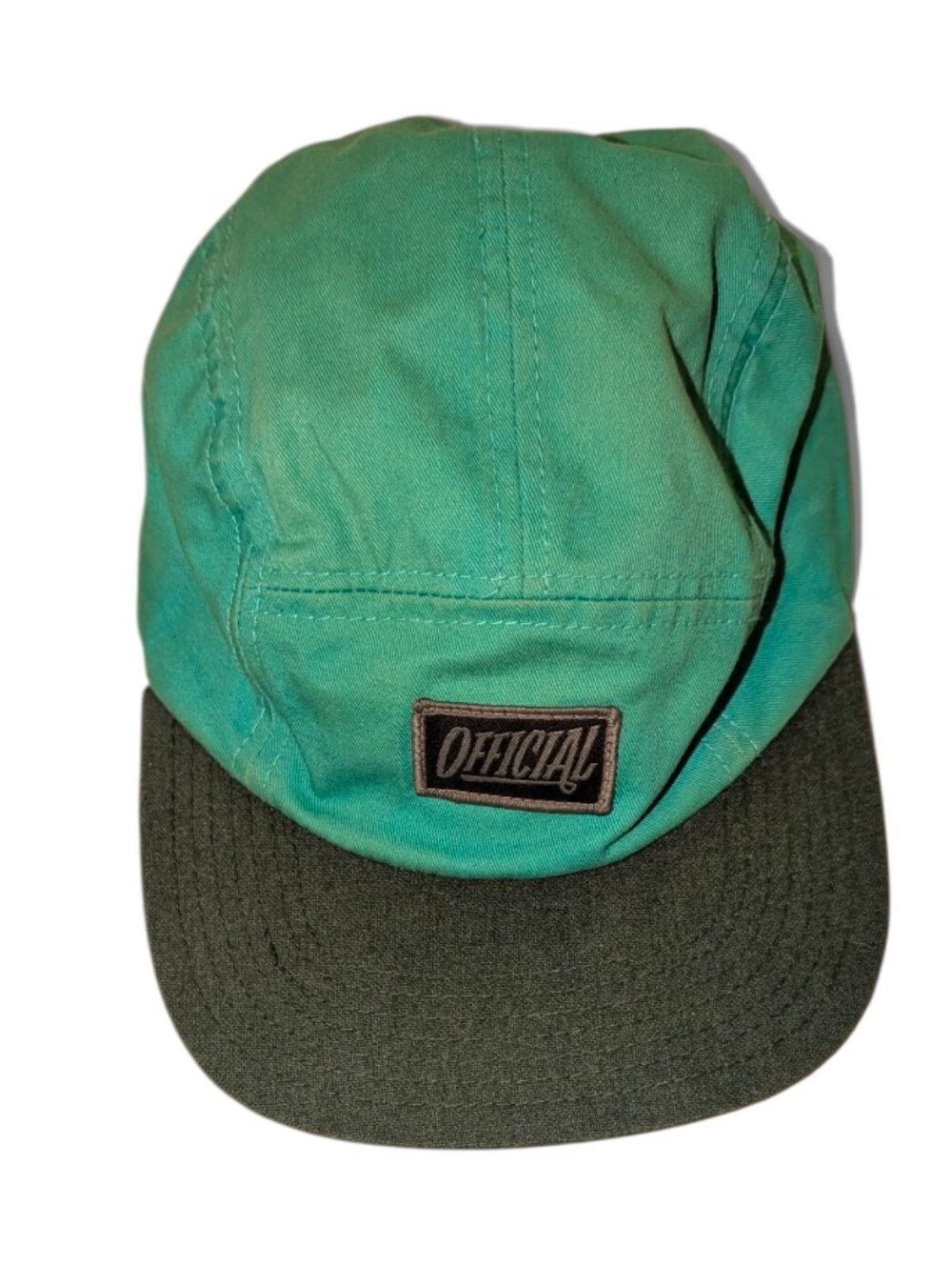 Vintage Official Crown of Laurel 5 Panel Hat Teal Black Strapback Retro 90s Cap
